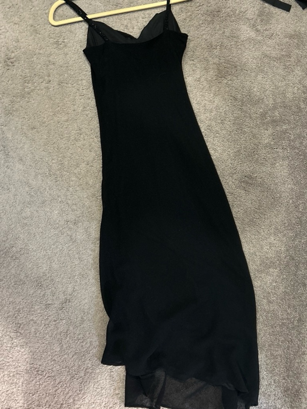 Laundry By Shelli Segal Black Slip Dress with Sheer Straps